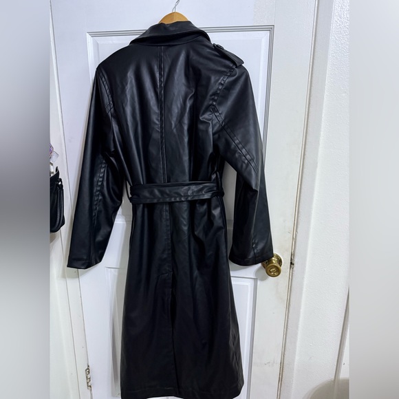 NWT Women's Faux Leather Trench Coat - A New Day™ Black size Small - Picture 9 of 9